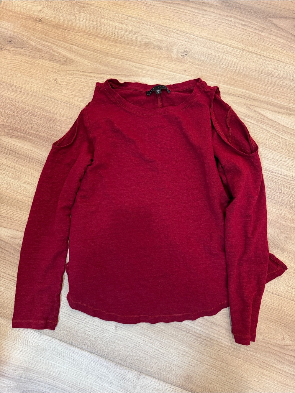 Sanctuary Cold-Shoulder Long-Sleeve Top in Burgundy